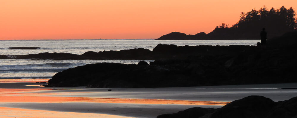 Orange sunset as seen from beach