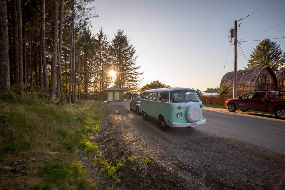 VW van parked at Mackenzie Beach